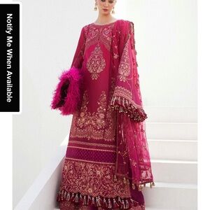 Pakistani brand new 3 piece full embroidered luxury Hussain raher dress size L